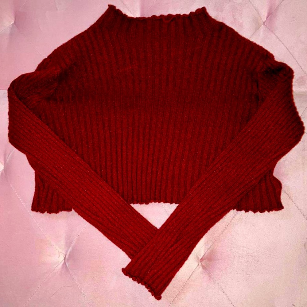 Red cropped sweater